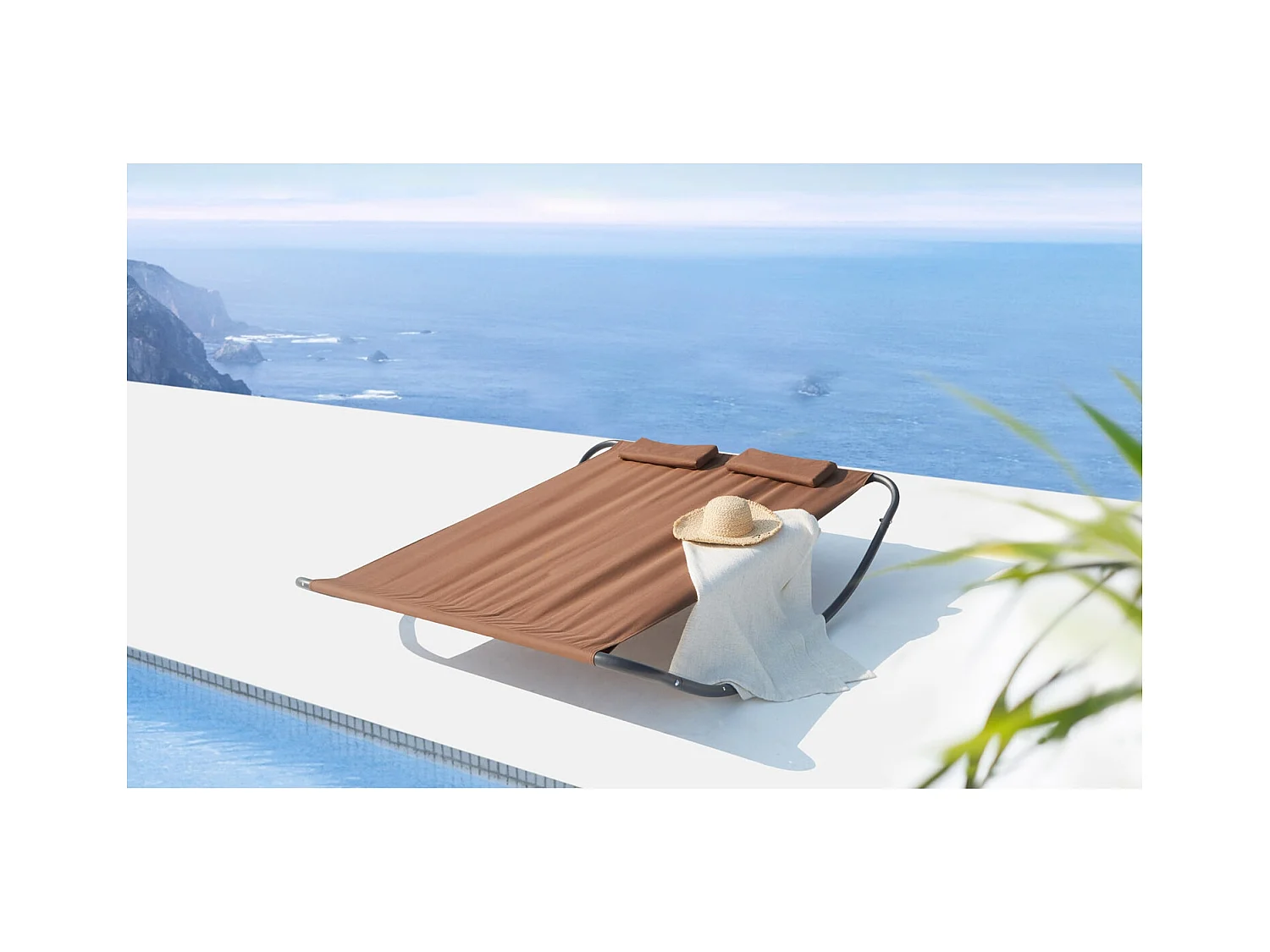 Cama de jardín y tumbona mecedora para 2 personas chocolate COACHELLA