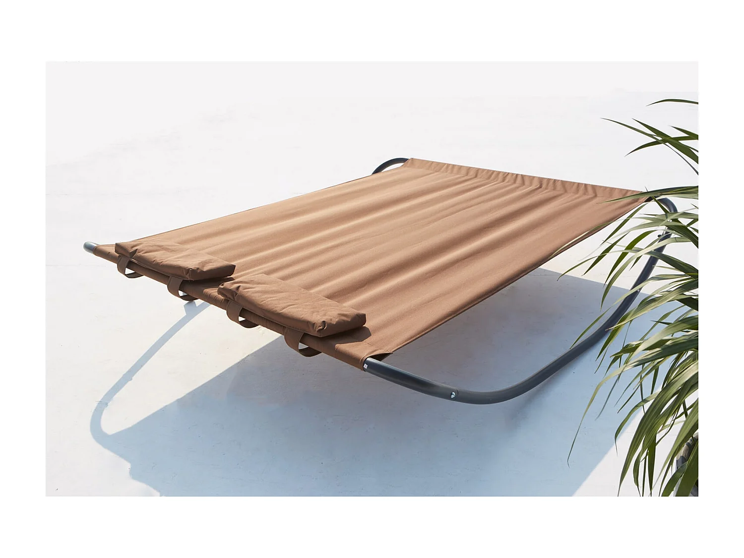 Cama de jardín y tumbona mecedora para 2 personas chocolate COACHELLA