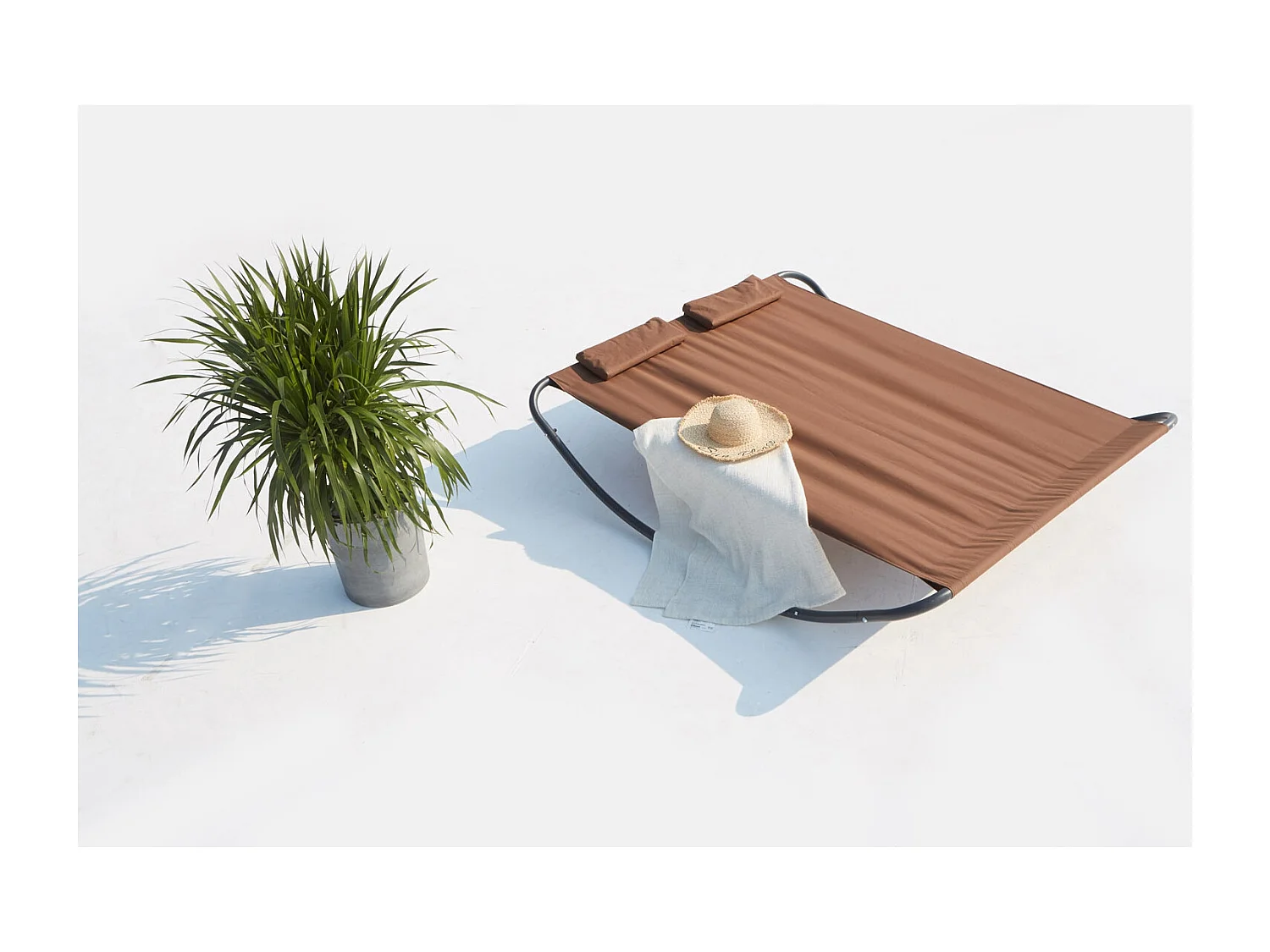 Cama de jardín y tumbona mecedora para 2 personas chocolate COACHELLA