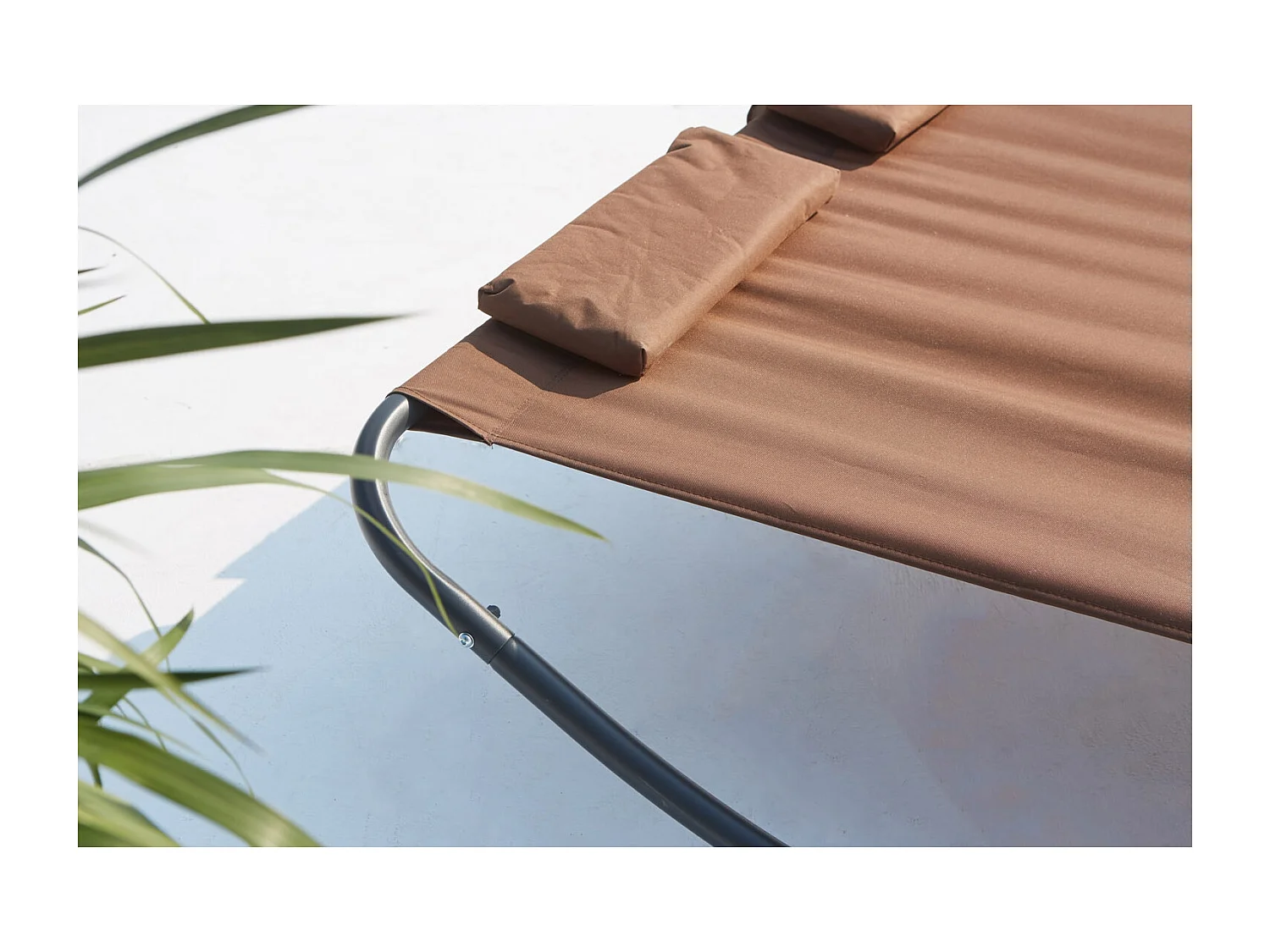 Cama de jardín y tumbona mecedora para 2 personas chocolate COACHELLA