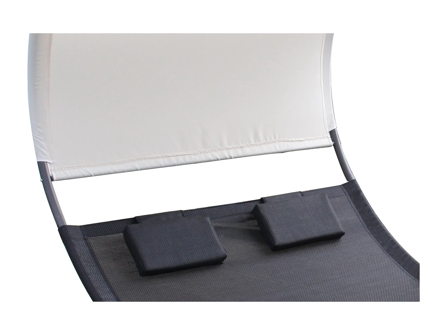 Tumbona doble con toldo negro y crudo ESSAOUIRA