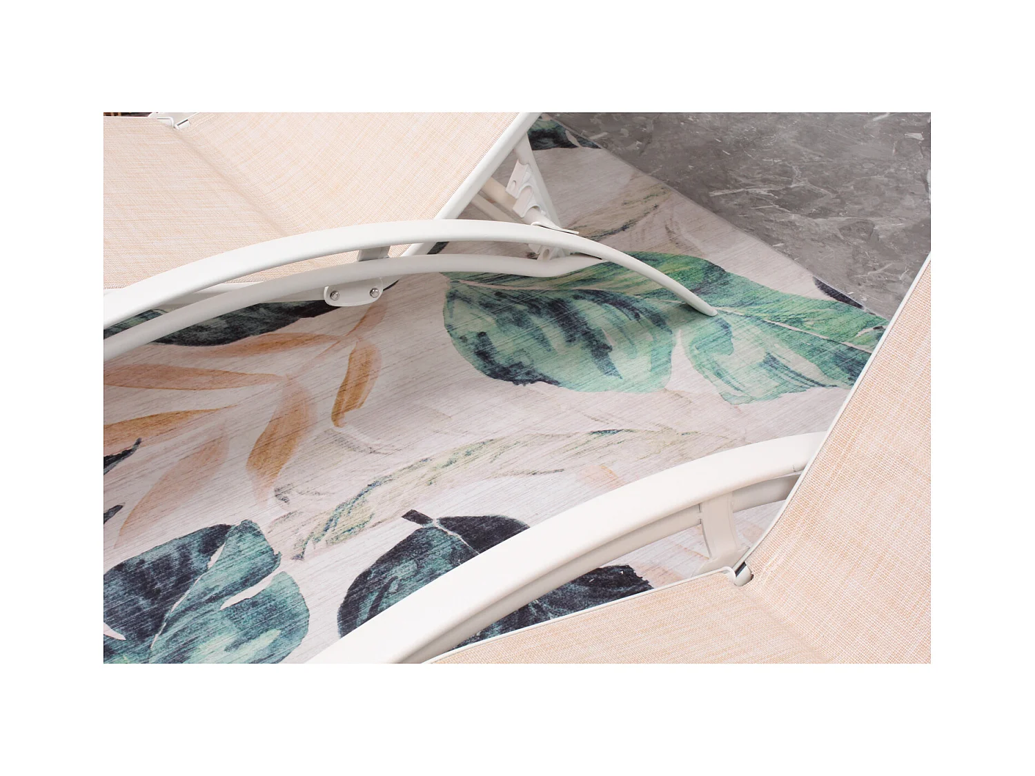 Set di 2 sdraio regolabili in alluminio e textilene ecru/biancp BAHIA