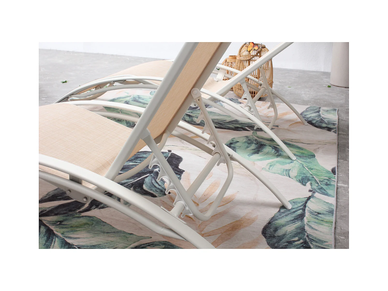 Set di 2 sdraio regolabili in alluminio e textilene ecru/biancp BAHIA