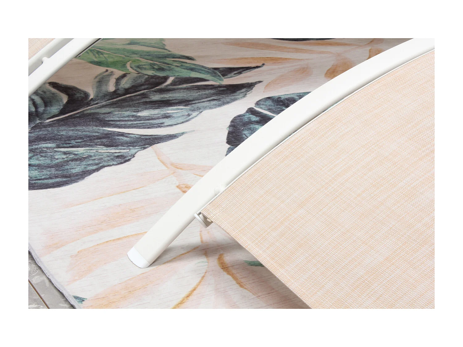 Lot de 2 transats empilables et ajustables écru- blanc BAHIA