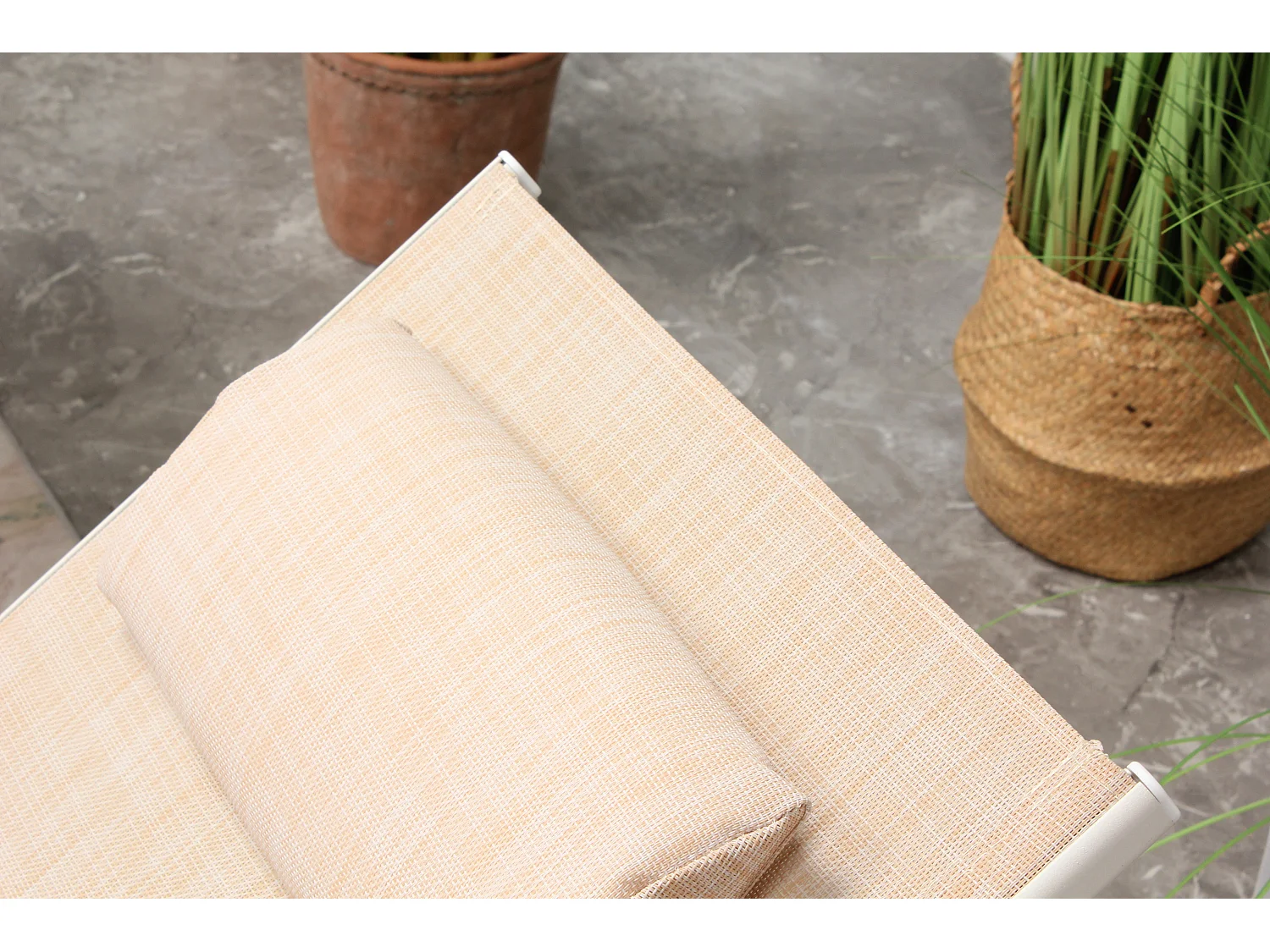 Lot de 2 transats empilables et ajustables écru- blanc BAHIA