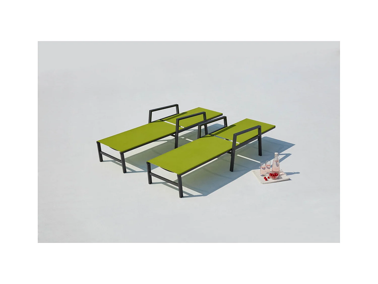 Set di 2 sdraio in alluminio grigio scuro e verde BARI