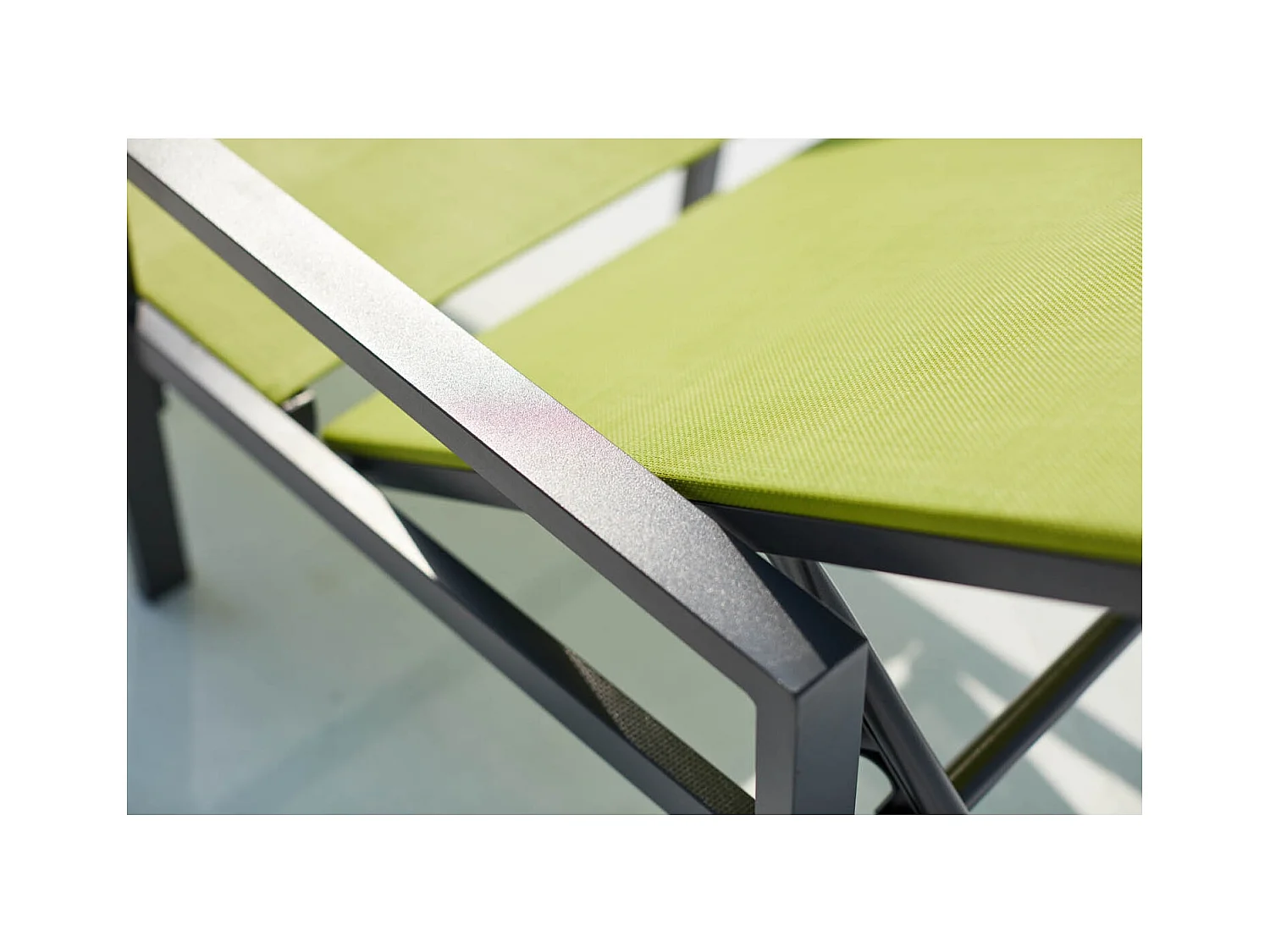 Set di 2 sdraio in alluminio grigio scuro e verde BARI