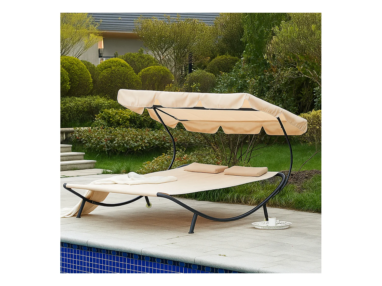 Transat avec pare-soleil 2 personnes écru ALOHA