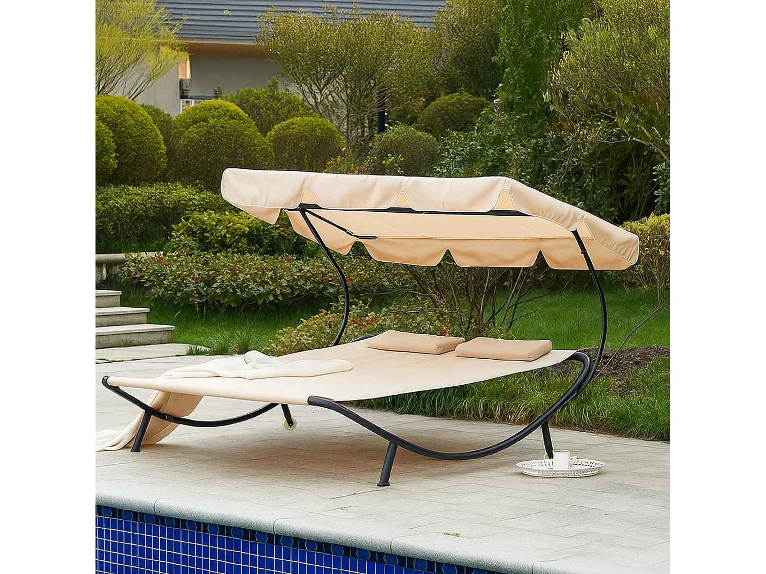 Transat avec pare-soleil 2 personnes écru ALOHA