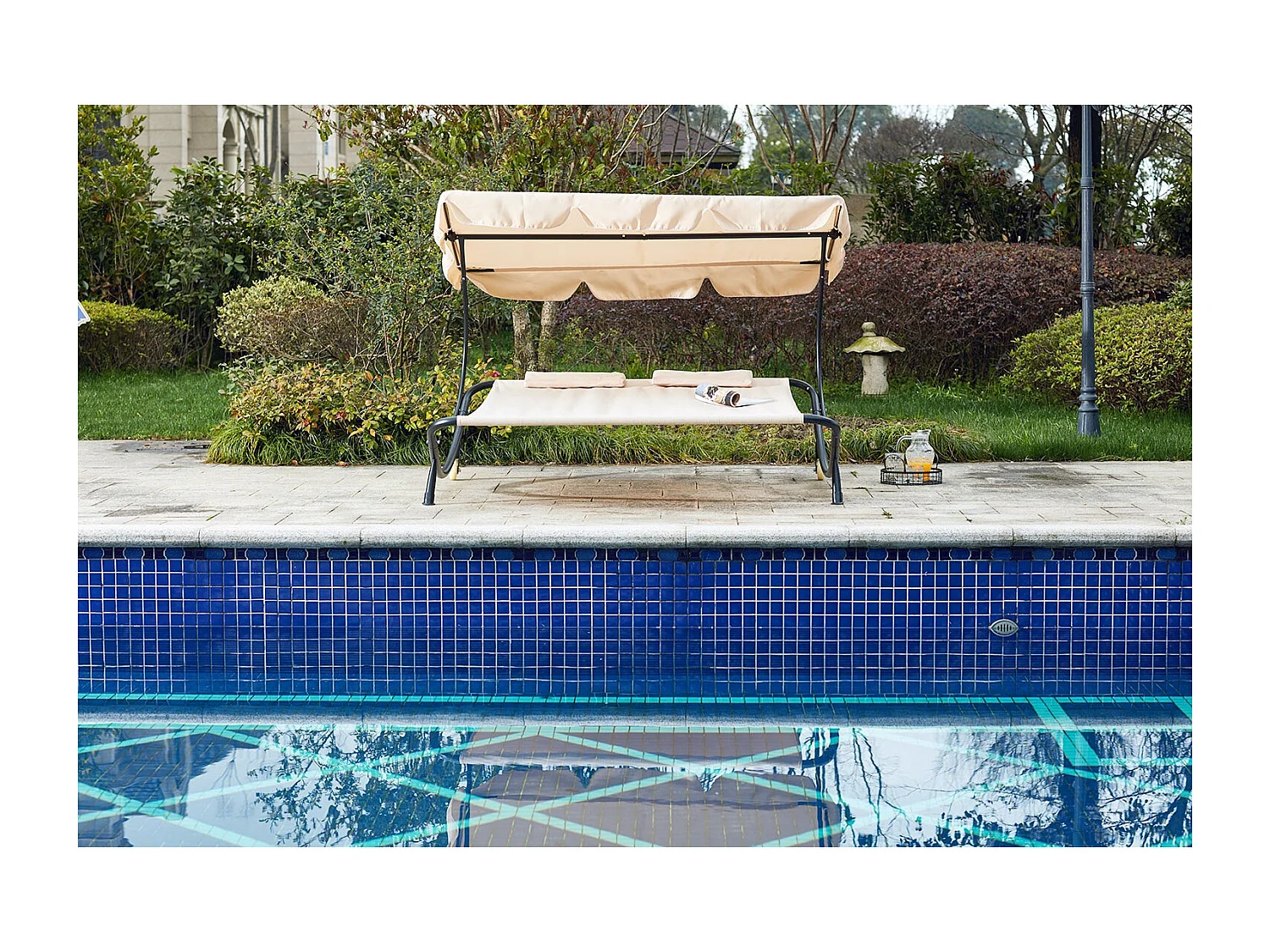 Transat avec pare-soleil 2 personnes écru ALOHA