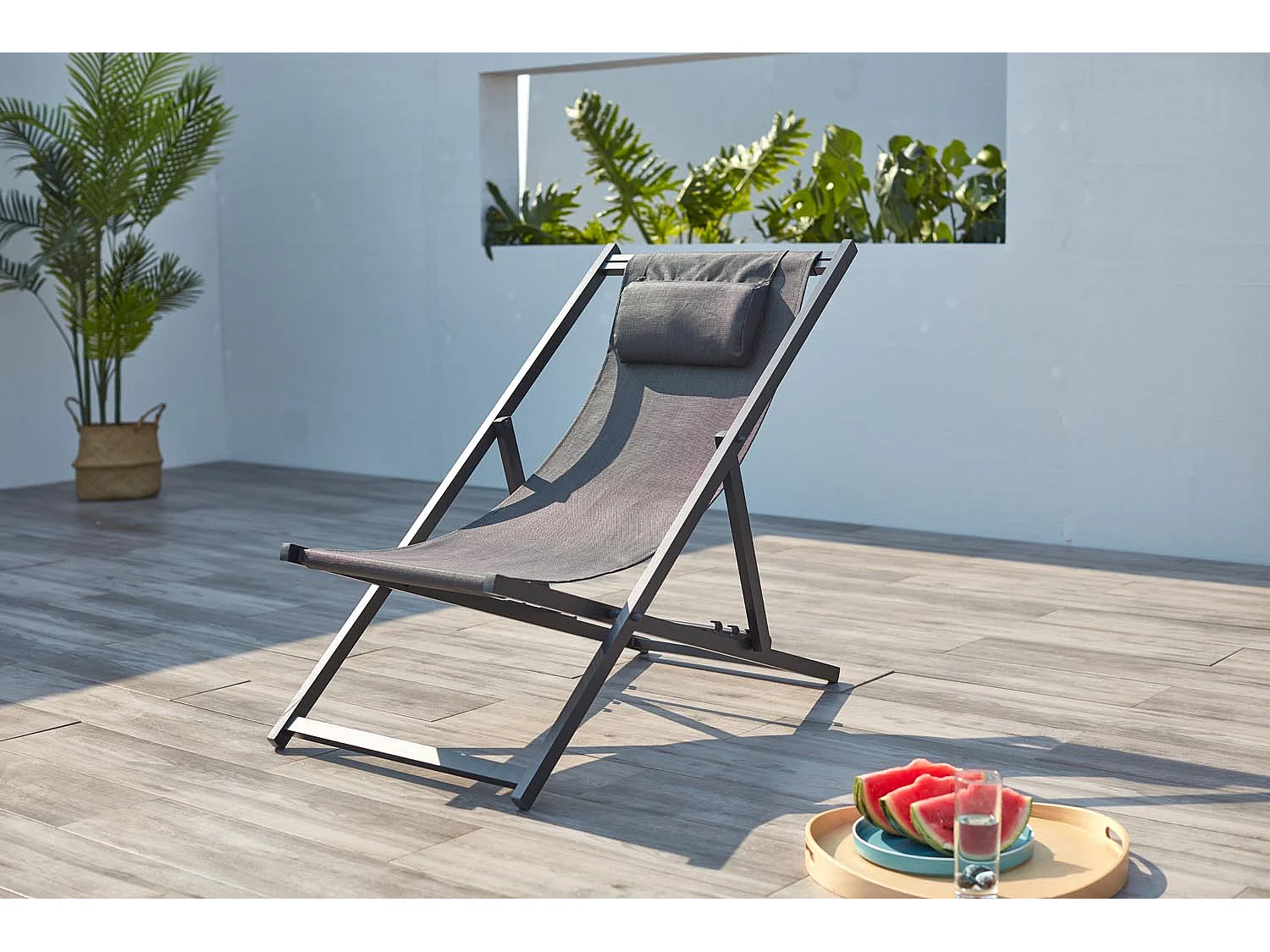 Aluminium-Gartenliege in Grau TEVATA