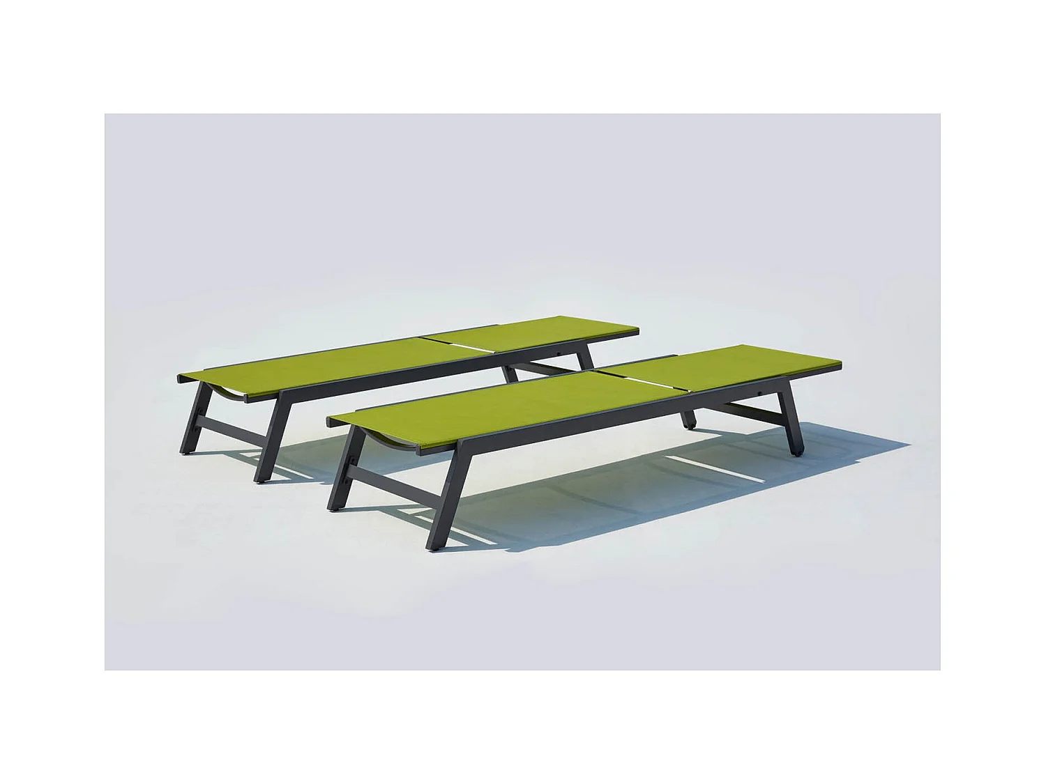 Set van 2 ligstoelen in donkergrijs & groen PRATO met wieltjes voor buiten