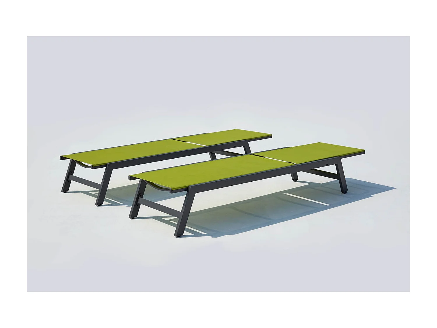 Set van 2 ligstoelen in donkergrijs & groen PRATO met wieltjes voor buiten