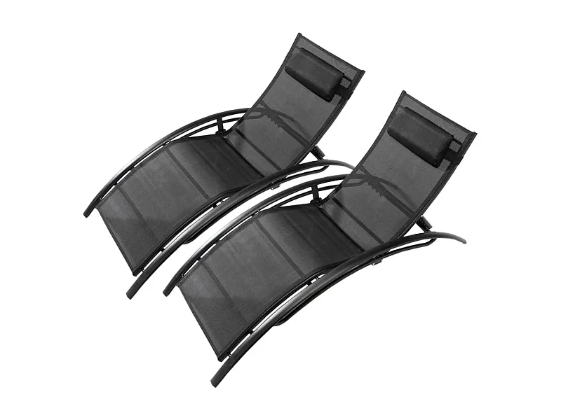 Lot de 2 transats ajustables avec pieds en acier noir LIMEA