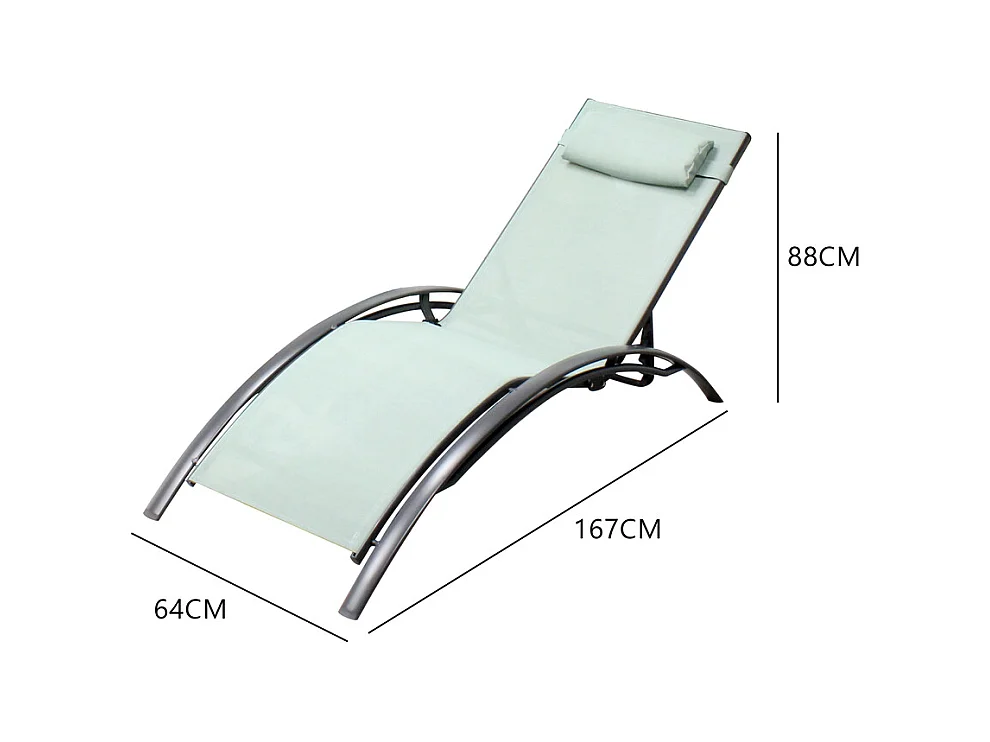Lot de 2 transats en aluminium et toile PVC vert pastel BAHIA