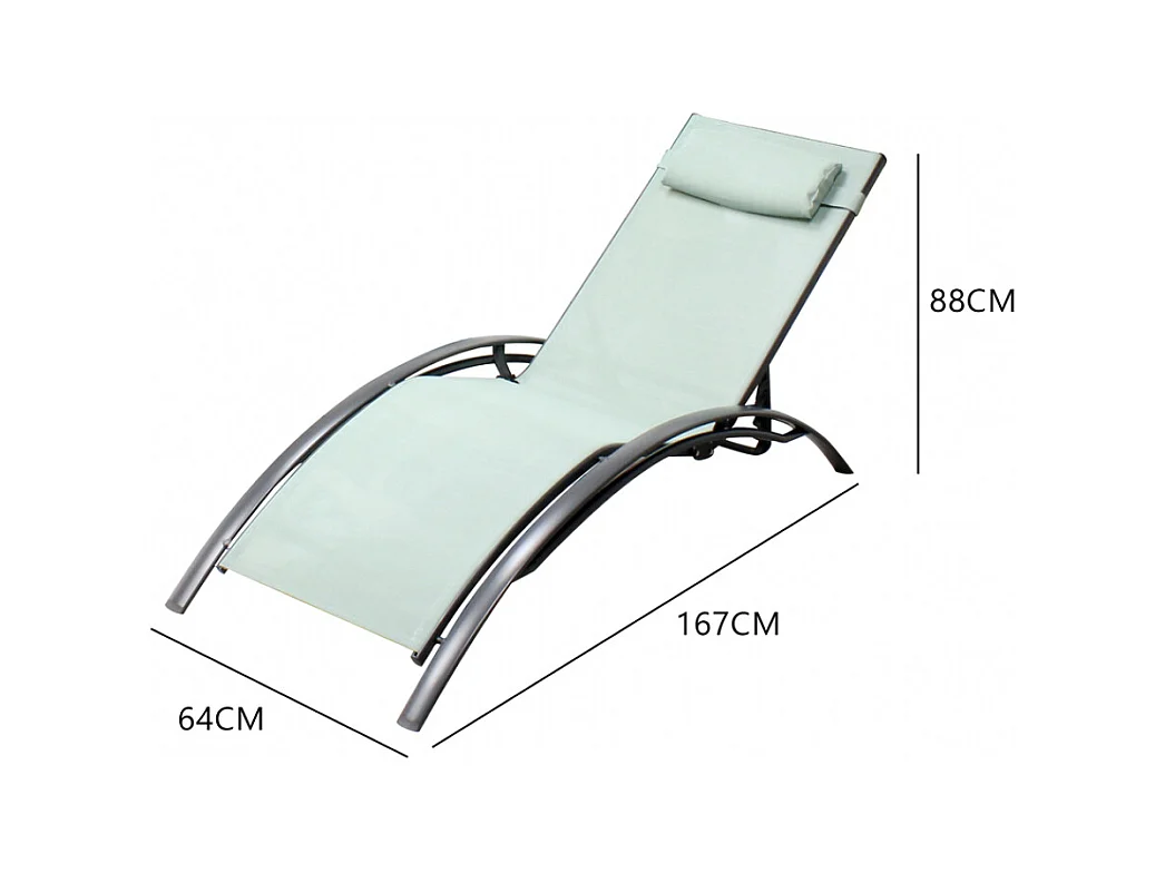 Lot de 2 transats en aluminium et toile PVC vert pastel BAHIA