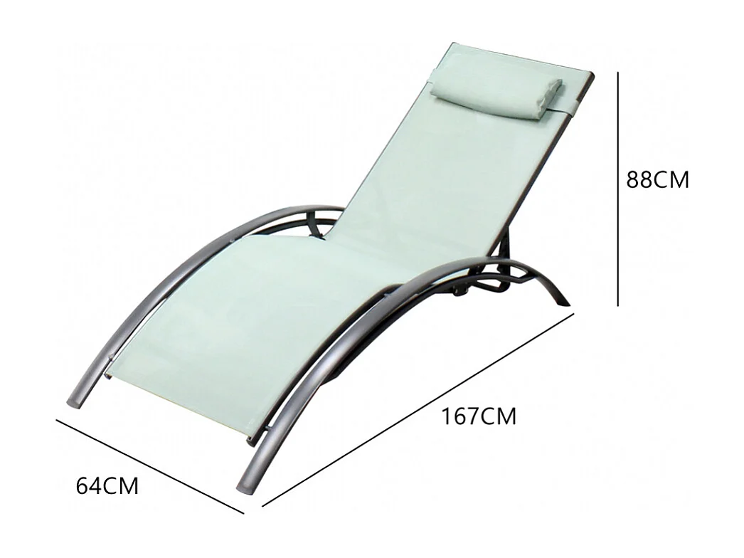 Lot de 2 transats en aluminium et toile PVC vert pastel BAHIA