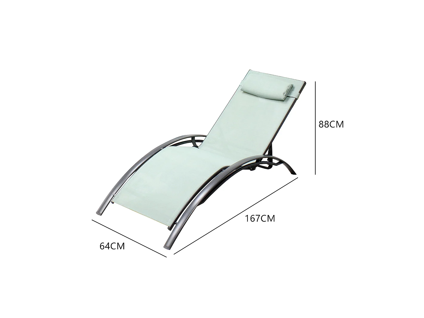 Lot de 2 transats en aluminium et toile PVC vert pastel BAHIA