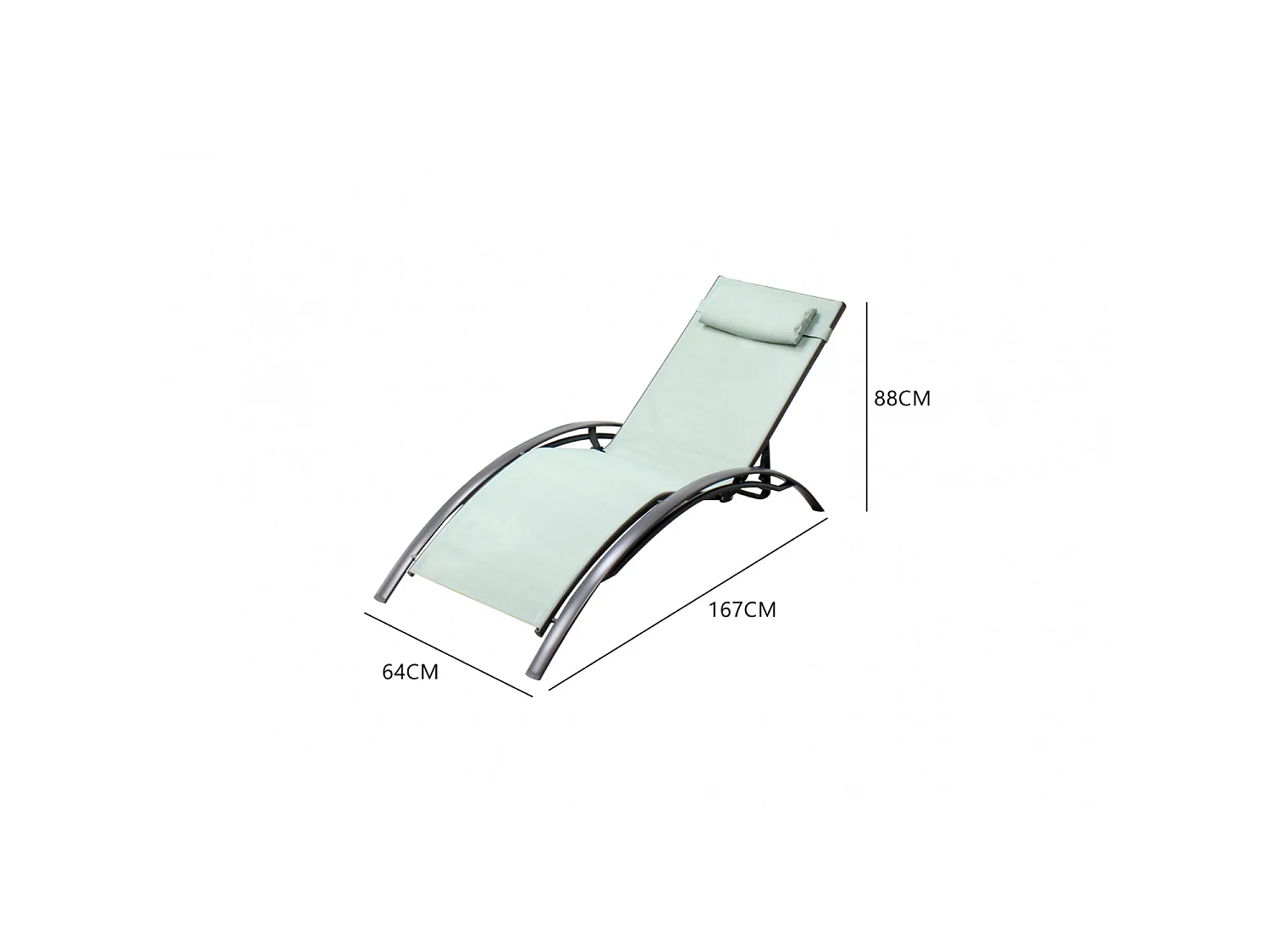Lot de 2 transats en aluminium et toile PVC vert pastel BAHIA