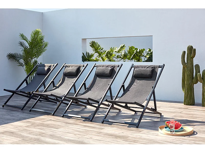 Set di 4 sdraio in alluminio grigio TEVATA