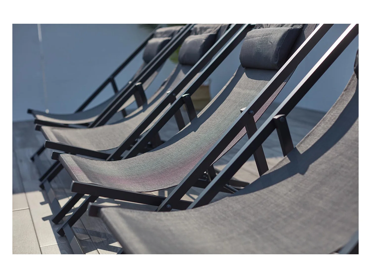 Lot de 4 transats alu gris TEVATA