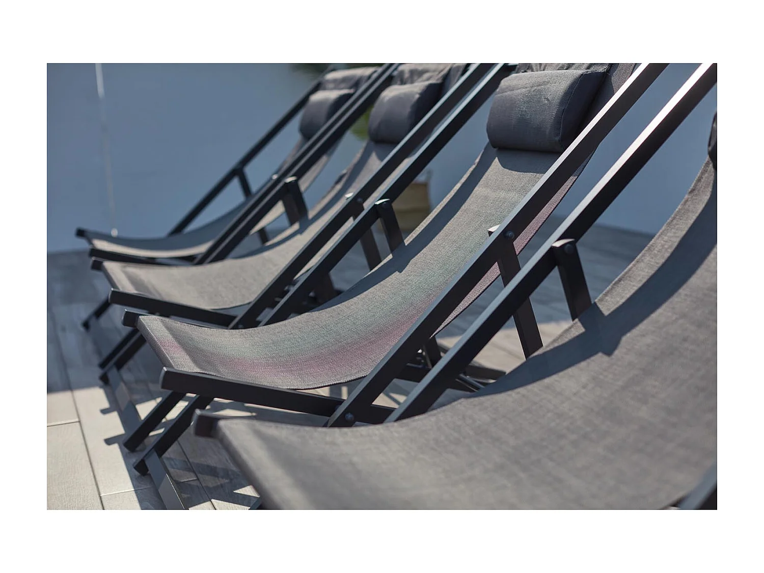 Lot de 4 transats alu gris TEVATA