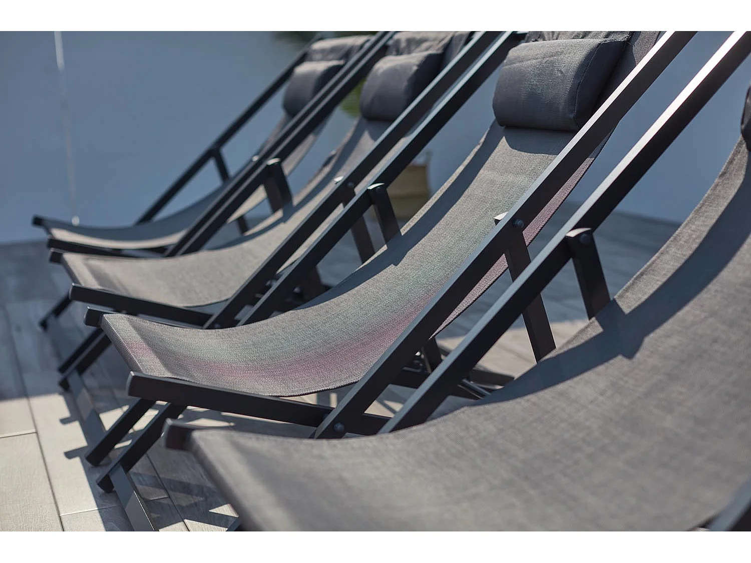 Lot de 4 transats alu gris TEVATA