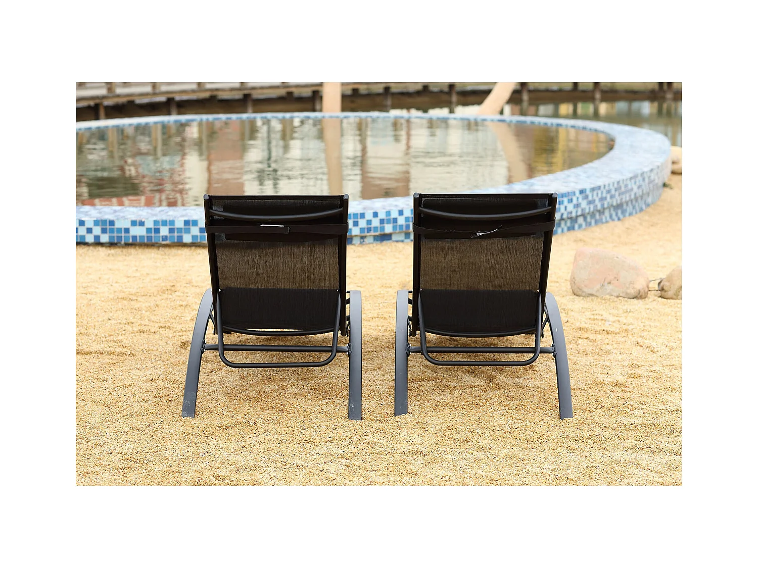 Conjunto de 2 espreguiçadeiras de jardim preto BAHIA em alumínio e textileno