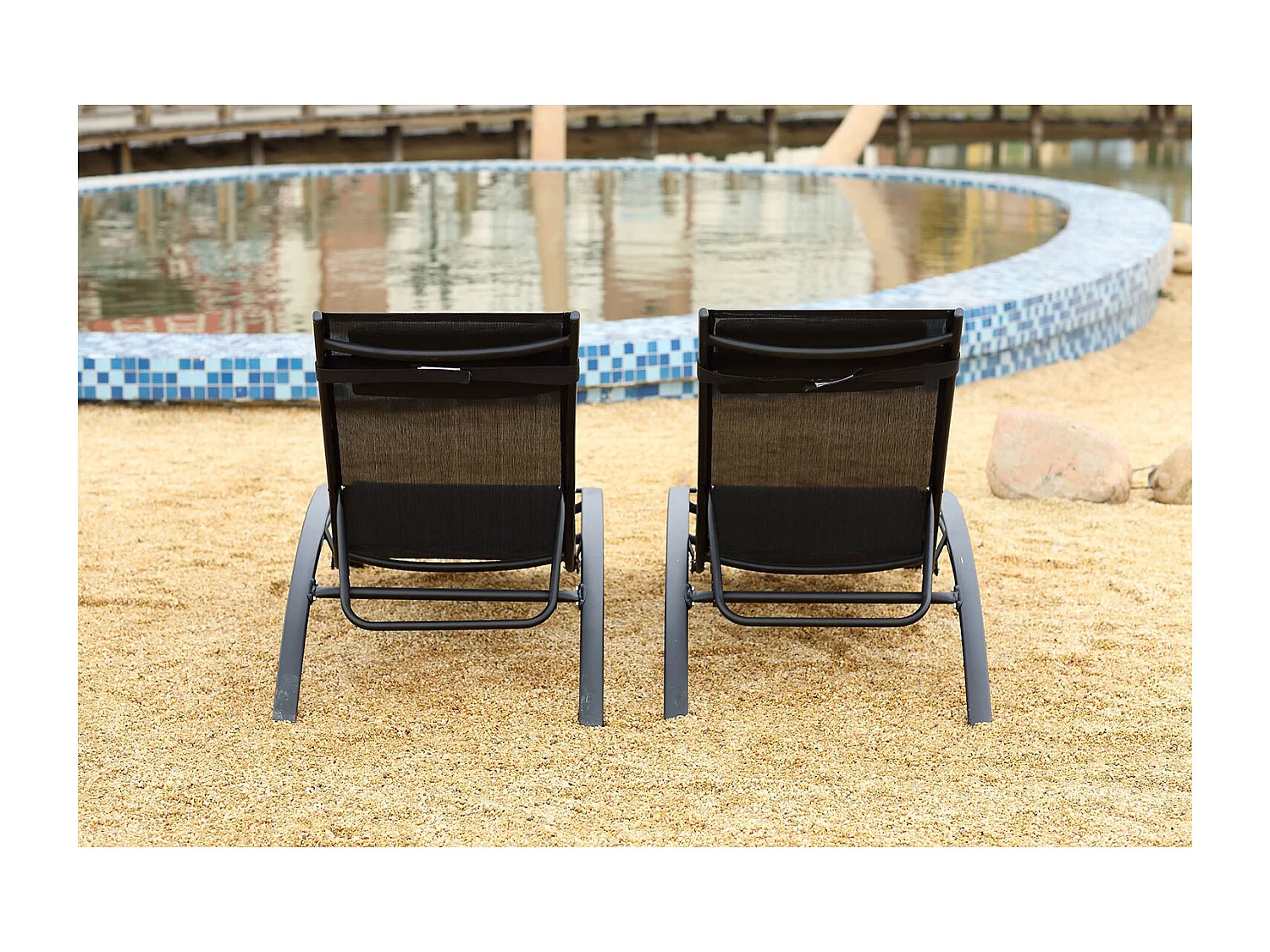 Set di 2 sdraio regolabili in alluminio e textilene nero/nero BAHIA