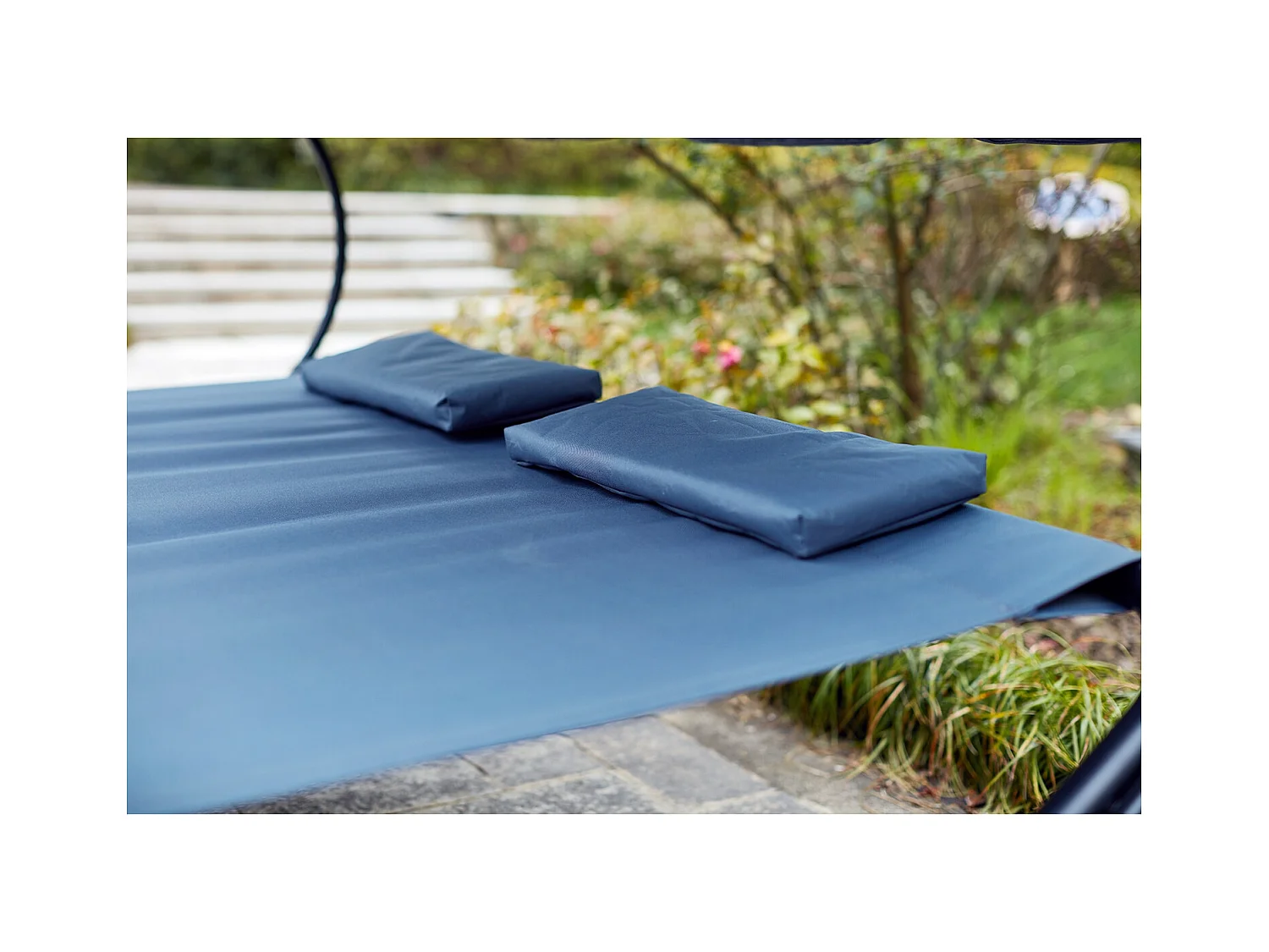 Sdraio 2 posti con parasole in tessuto Oxford grigia ALOHA