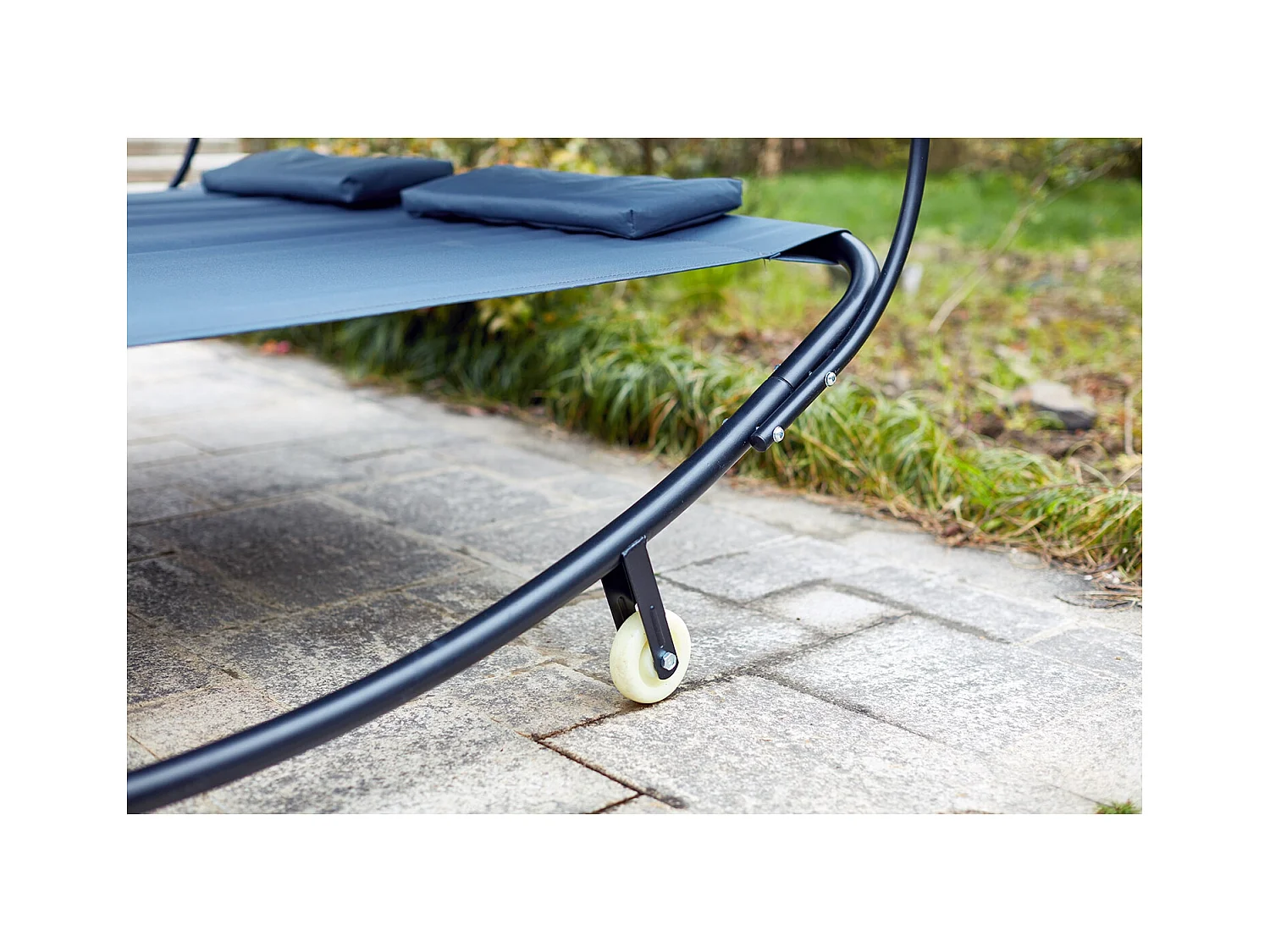 Sdraio 2 posti con parasole in tessuto Oxford grigia ALOHA