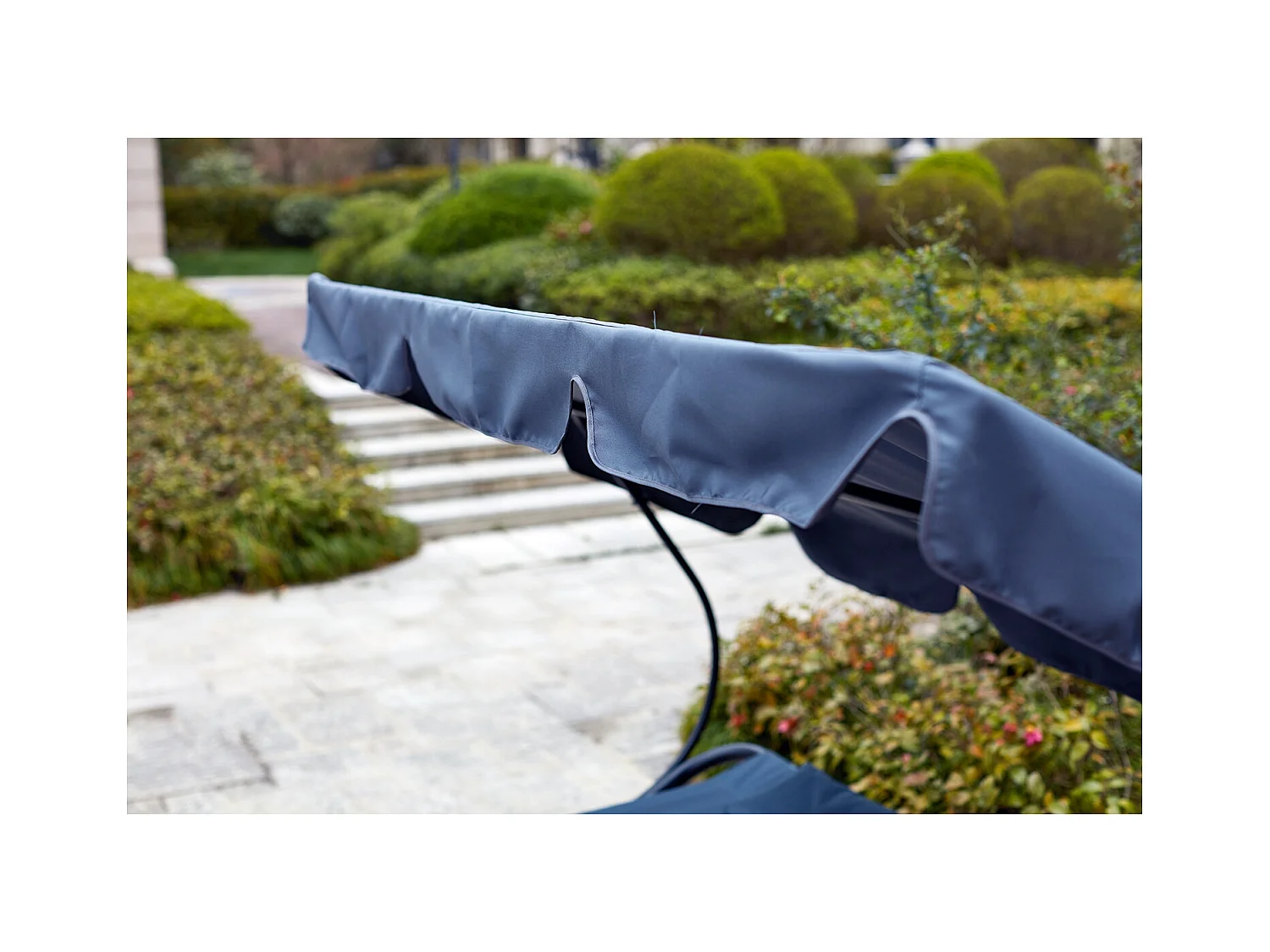 Sdraio 2 posti con parasole in tessuto Oxford grigia ALOHA