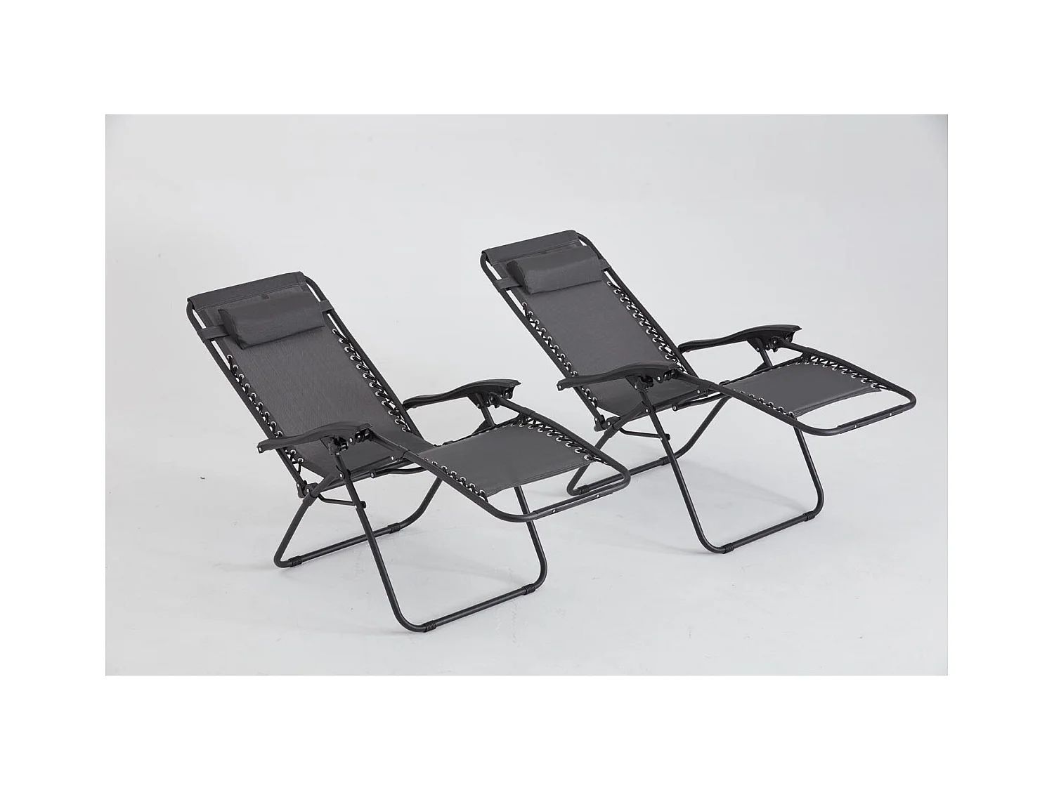 Lot de 2 transats inclinables noir et gris foncé MANIHI