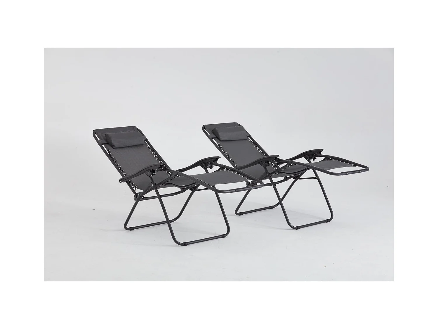 Lot de 2 transats inclinables noir et gris foncé MANIHI