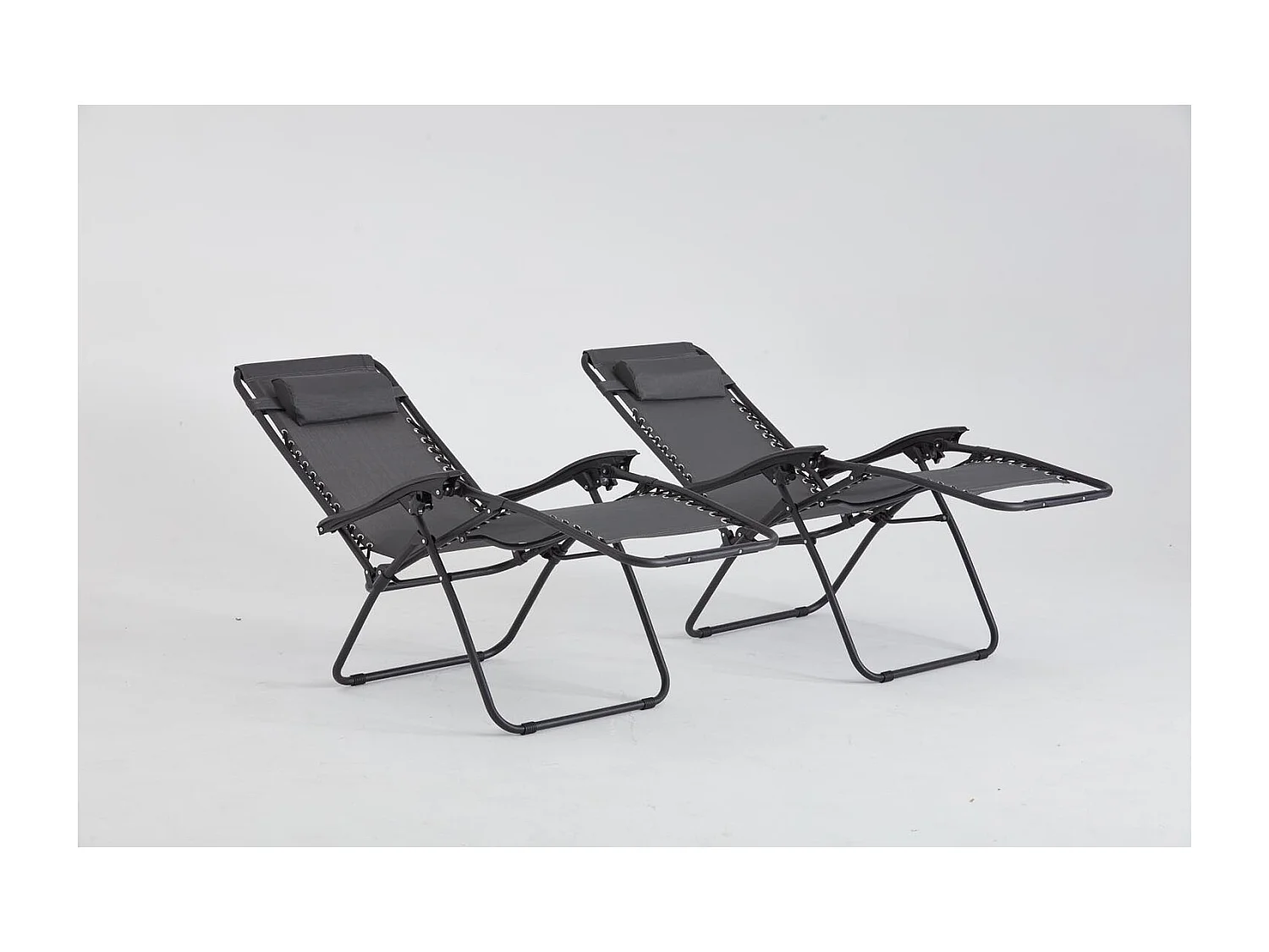 Lot de 2 transats inclinables noir et gris foncé MANIHI