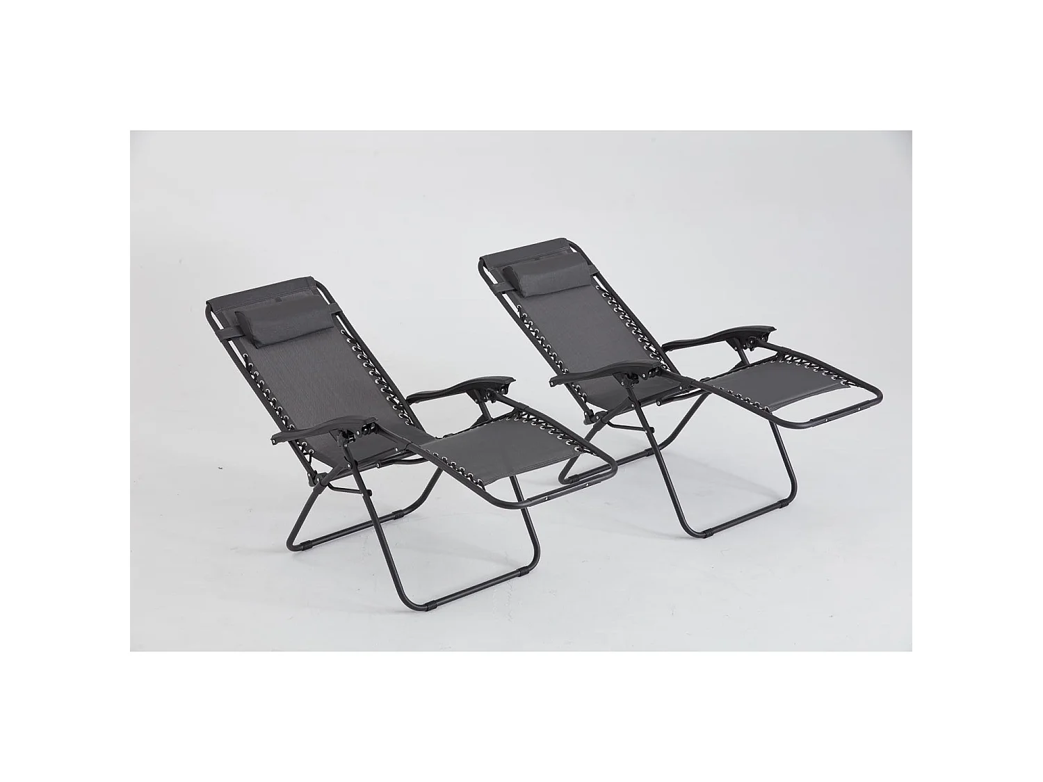 Lot de 2 transats inclinables noir et gris foncé MANIHI