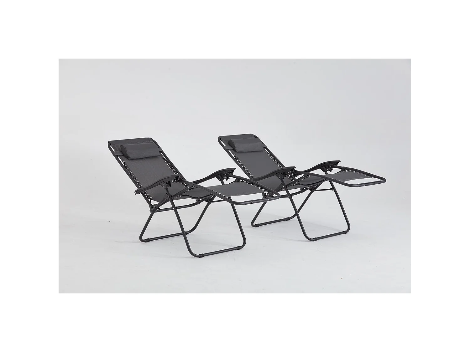 Lot de 2 transats inclinables noir et gris foncé MANIHI