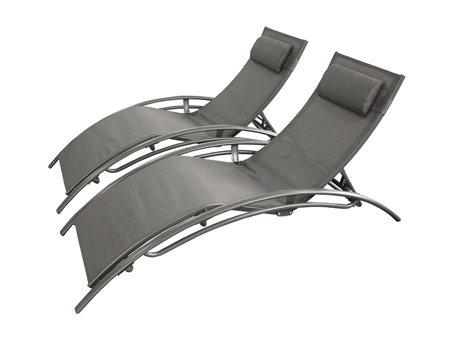 Lot de 2 transats ajustables avec pieds en acier gris LIMEA