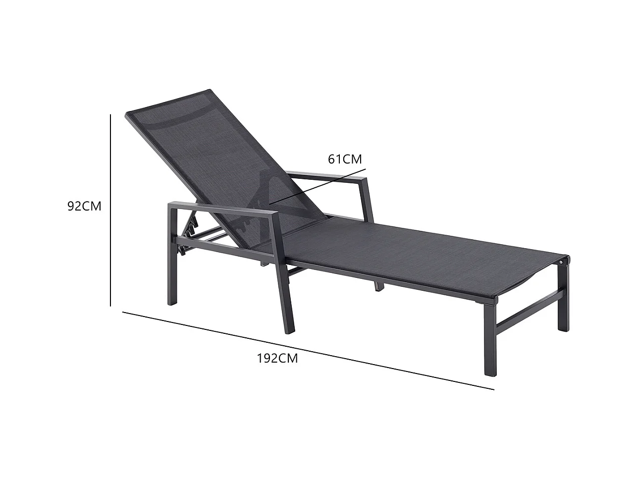 Lot de 2 transats en aluminium gris foncé et noir BARI