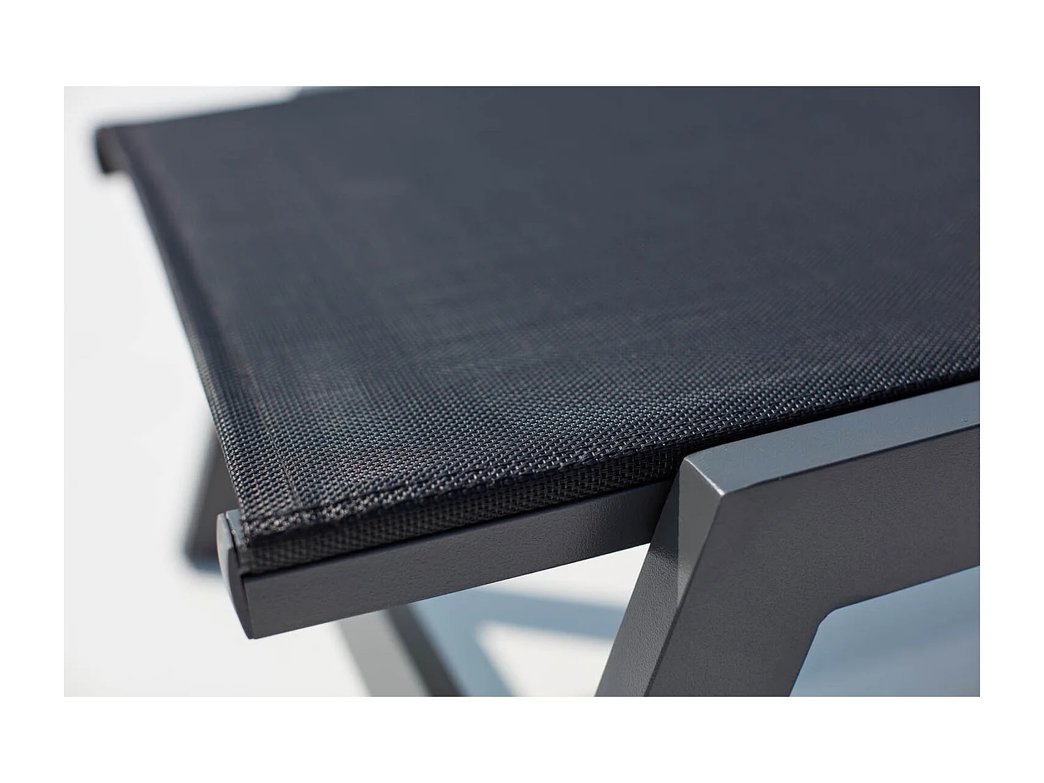 Lot de 2 transats en aluminium gris foncé et noir BARI