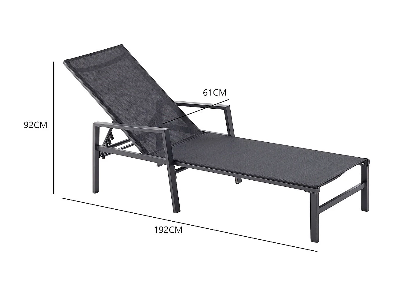 Lot de 2 transats en aluminium gris foncé et noir BARI