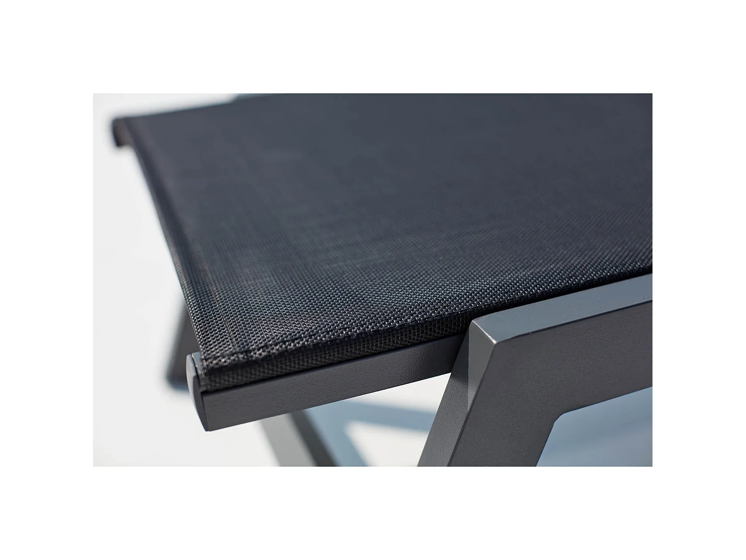 Lot de 2 transats en aluminium gris foncé et noir BARI