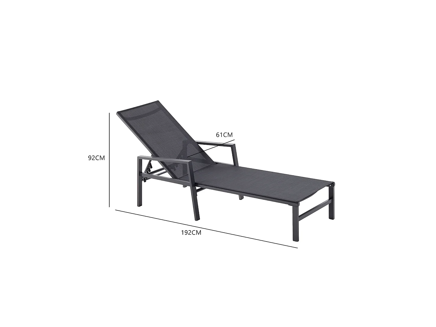 Lot de 2 transats en aluminium gris foncé et noir BARI