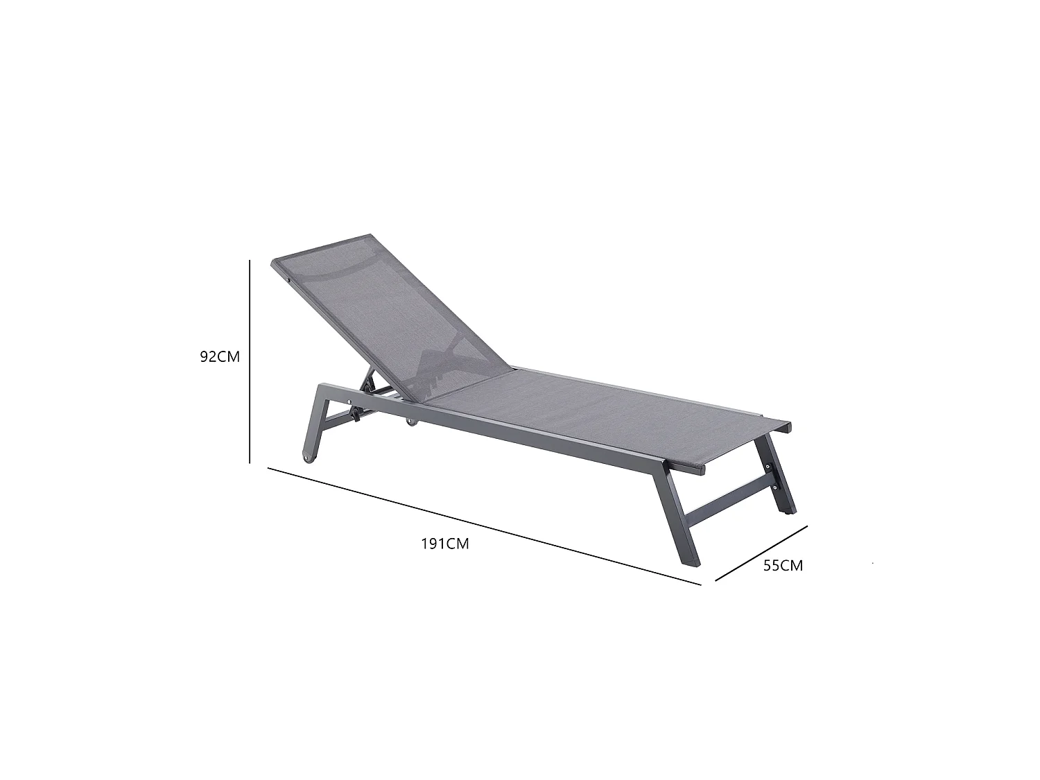 Lot de 2 transats avec roulettes gris foncé PRATO