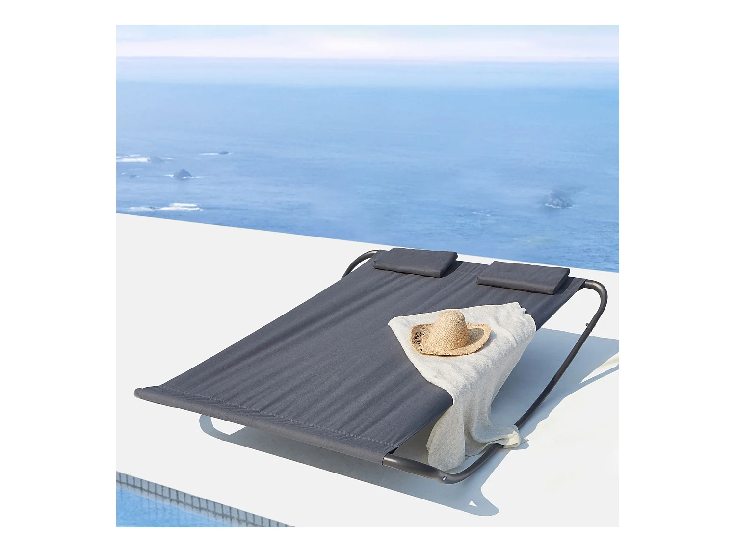 Cama de jardín mecedora para 2 personas gris COACHELLA