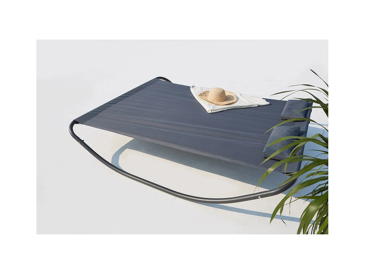 Cama de jardín mecedora para 2 personas gris COACHELLA