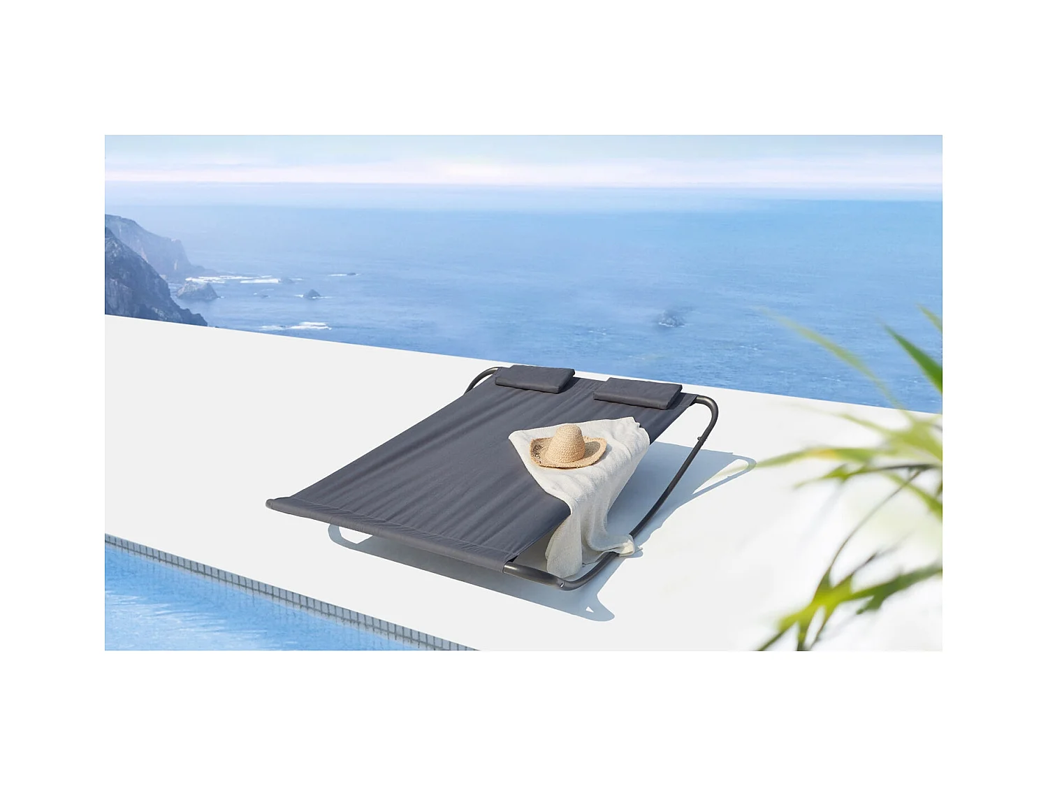 Cama de jardín mecedora para 2 personas gris COACHELLA