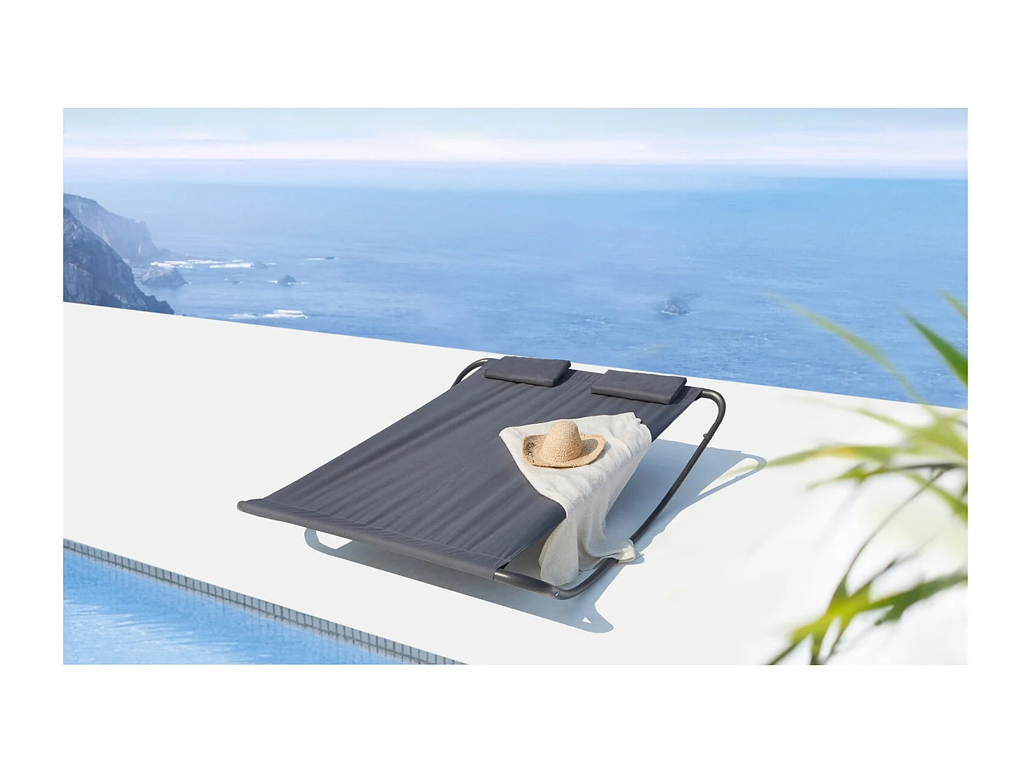 Transat à bascule 2 personnes gris COACHELLA