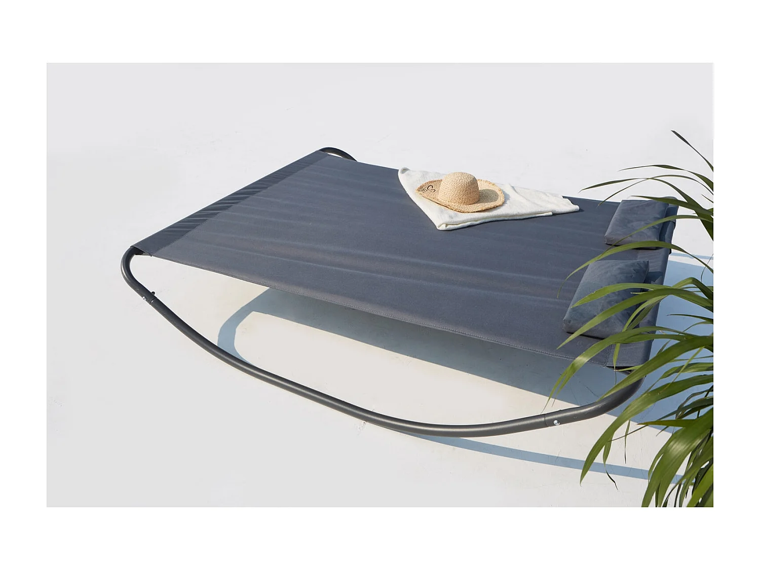 Cama de jardín mecedora para 2 personas gris COACHELLA