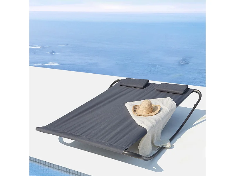 Schommelende tuinligstoel voor 2 personen grijs COACHELLA